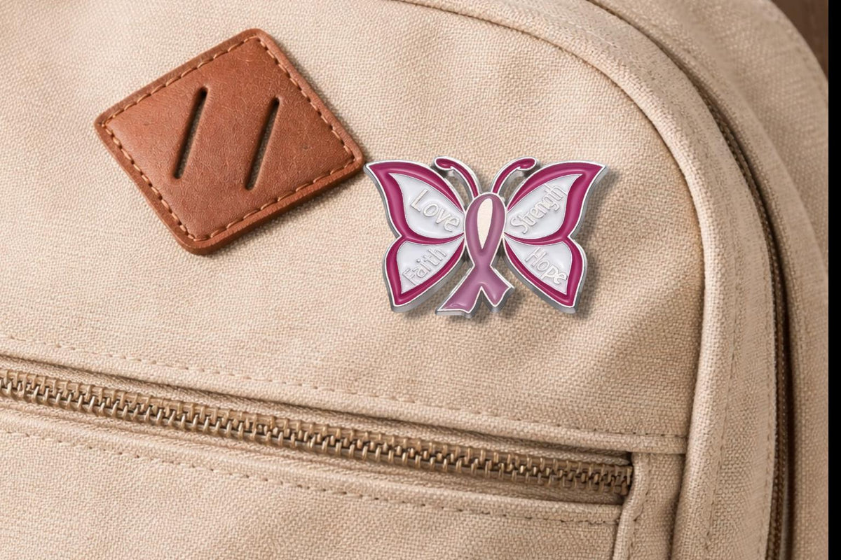 Ribbon Butterfly Enamel Pin Love Strength Faith Hope Brooch Awareness Pin Motivational Jewelry Gift Backpack Badge