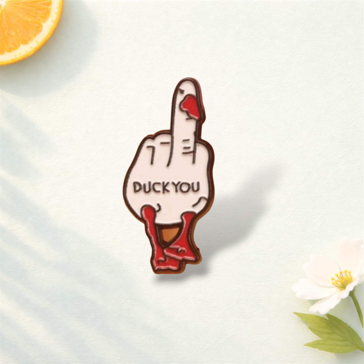 Fun Middle Finger Greeting Cute Duck English Letter Pin Badge Simple Design for Backpacks and Denim Outfits