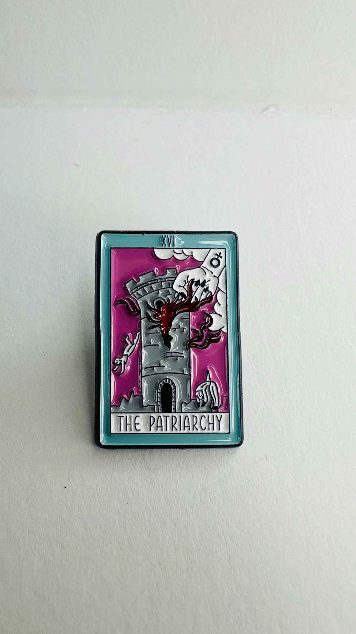 The Patriarchy Tarot Card Enamel Pin Feminist Gift Women Empowerment Brooch Witchy Tarot Badge Feminism Lapel Pin Bookish Accessory