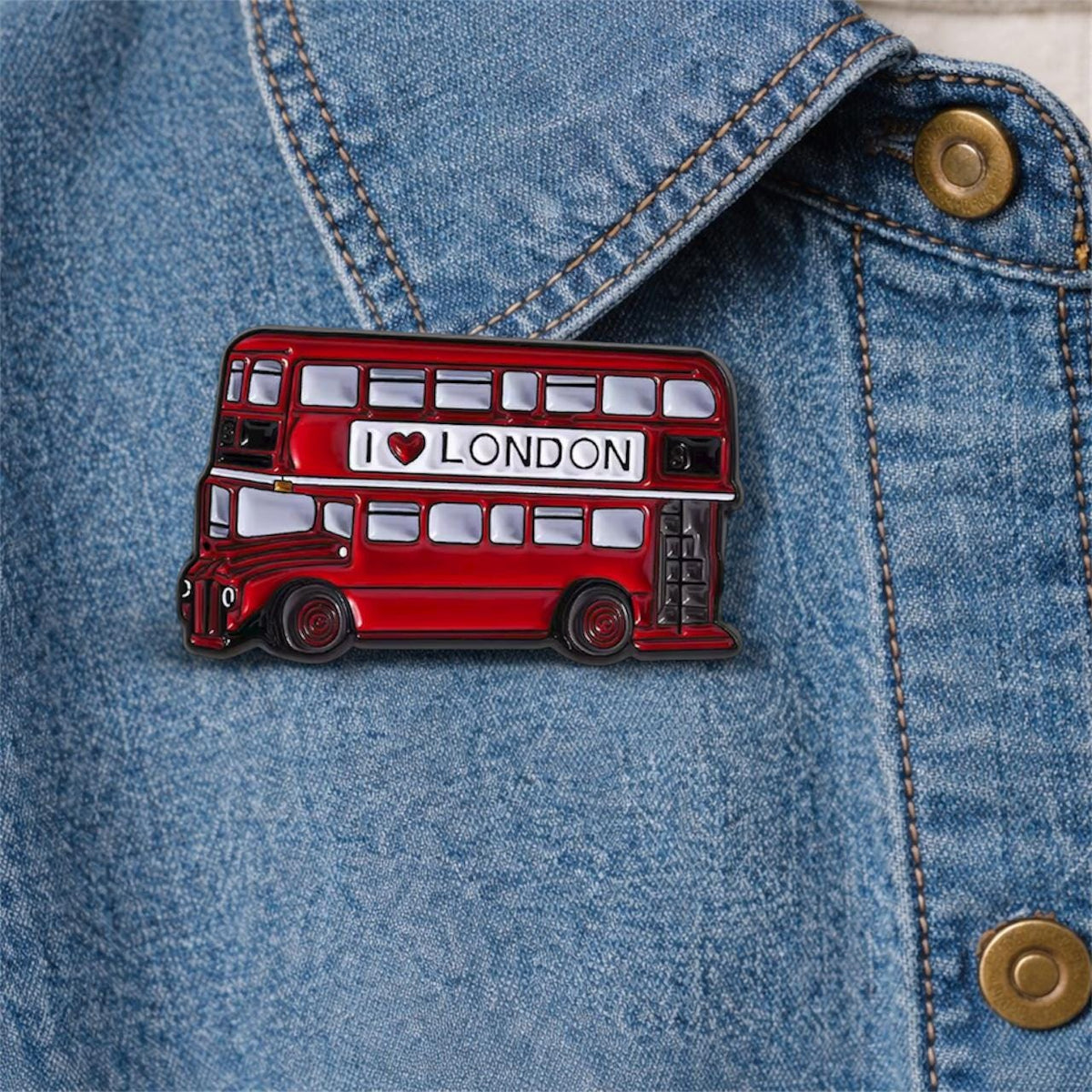 I Love London Enamel Pin Red Double Decker Bus Brooch City Culture Badge Jewelry