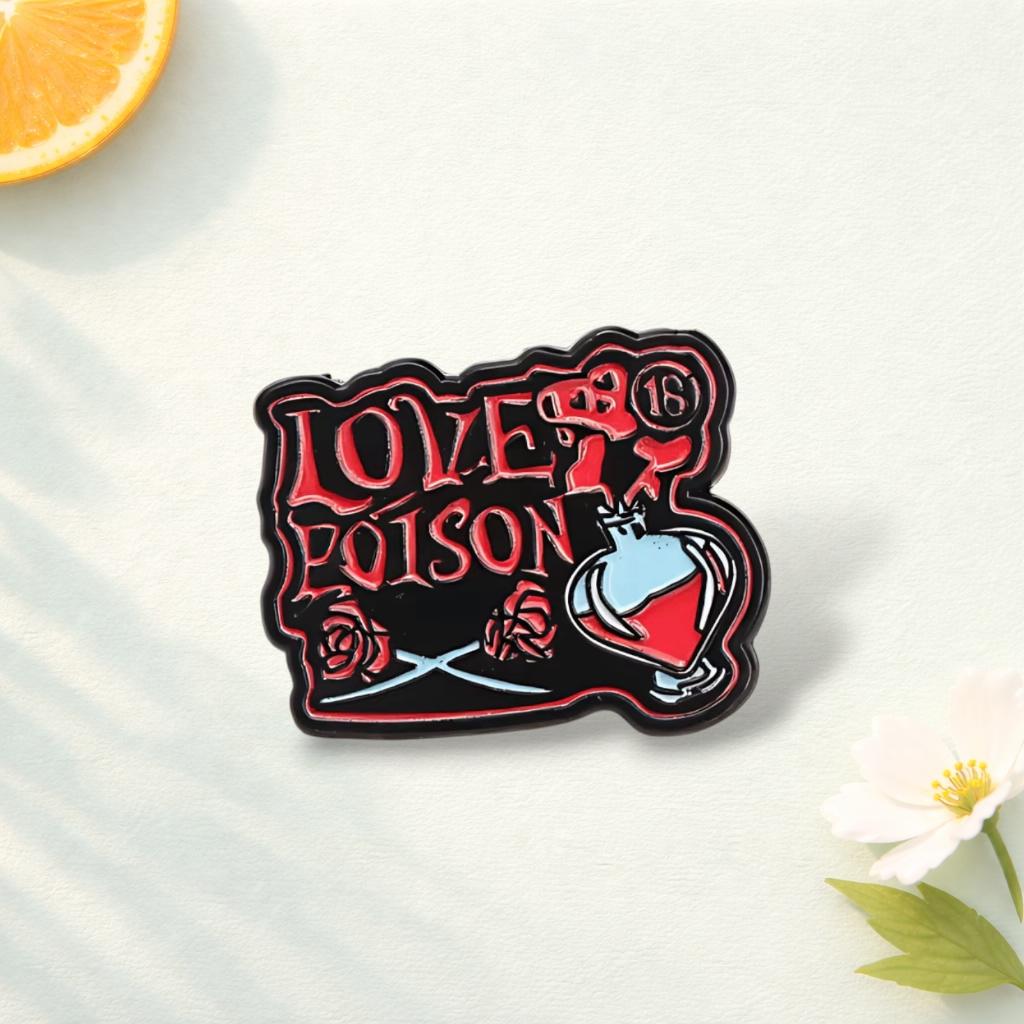 Love Skull Enamel Pin Gothic Punk Brooch LOVE EISON Lapel Pin Dark Alternative Jewelry Badge Jacket Backpack Hat Gift for Gothic Lovers