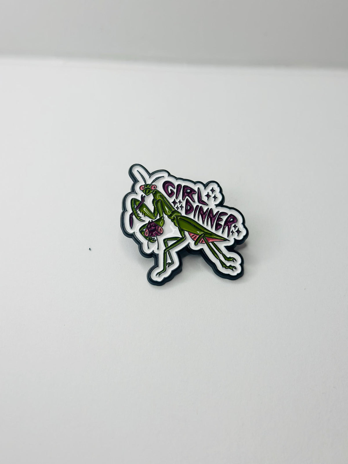 Girl Dinner Praying Mantis Enamel Pin Feminist Quote Brooch Powerful Feminism Satire Lapel Badge Jewelry Gift