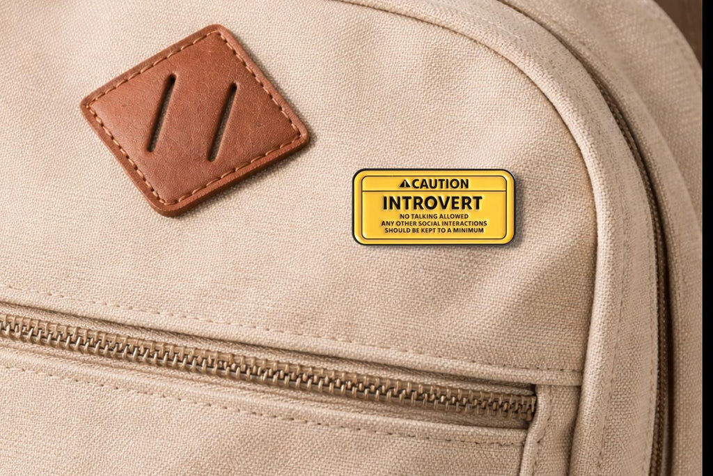 Caution Introvert Sign Enamel Pin Introverted But Happy To Talk About Books Brooch Funny Book Lover Lapel Badge Jewelry Gift