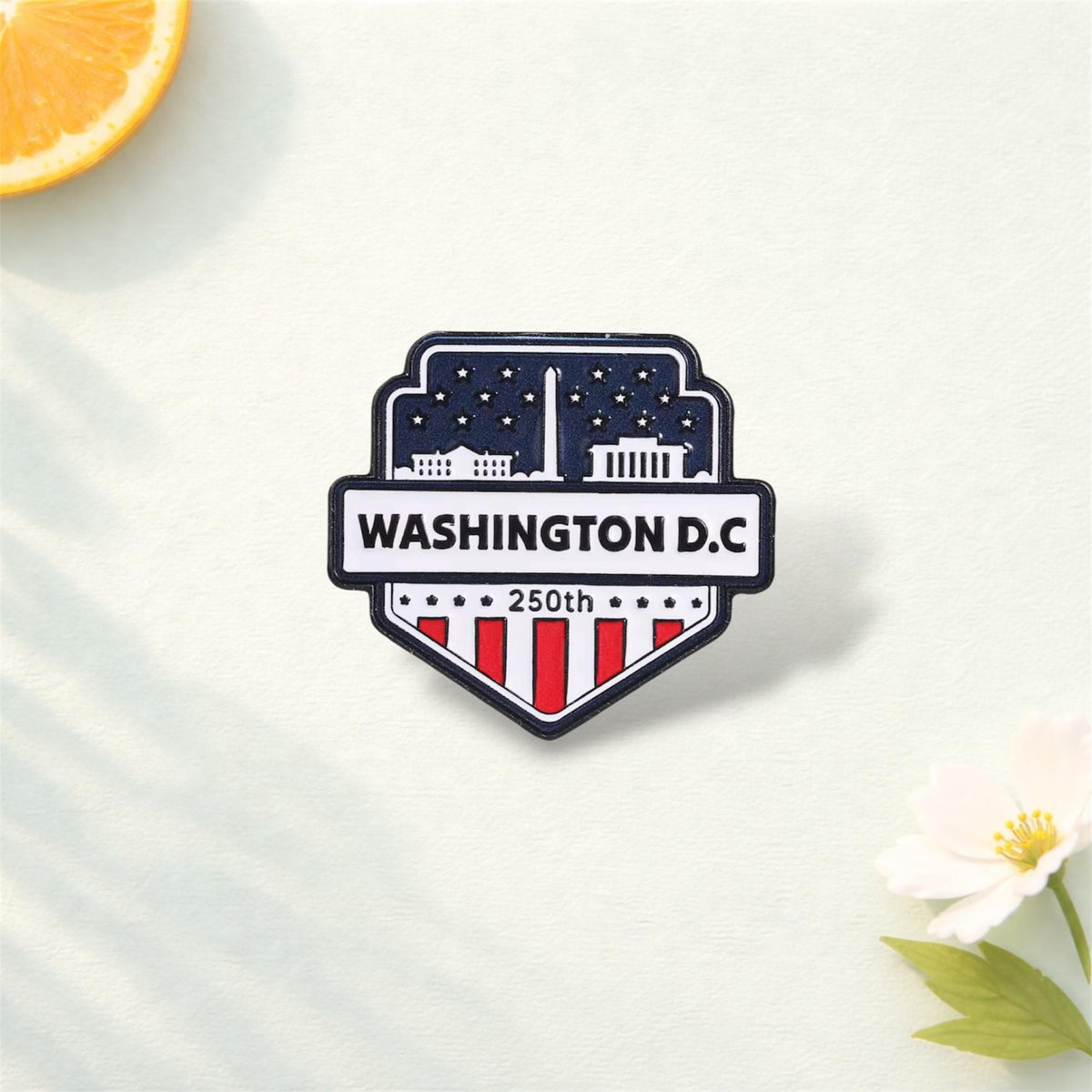 Washington D.C. Travel Enamel Pin Set – “I Love D.C.” Postage Stamp Metal Badge – City Landmark Souvenir Lapel Brooch Gift