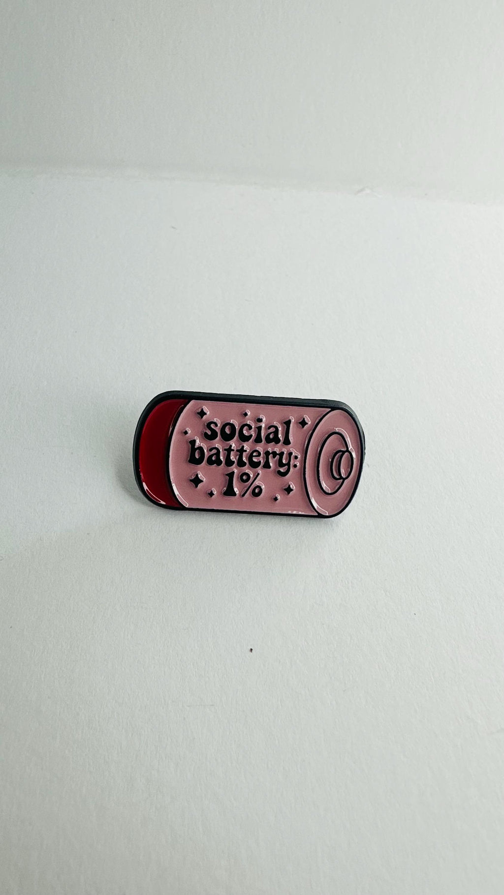 Social Battery Enamel Pin Pink 1 Percent Badge Introvert Gift Anxiety Awareness Funny Quote Lapel Pin Mental Health Jewelry