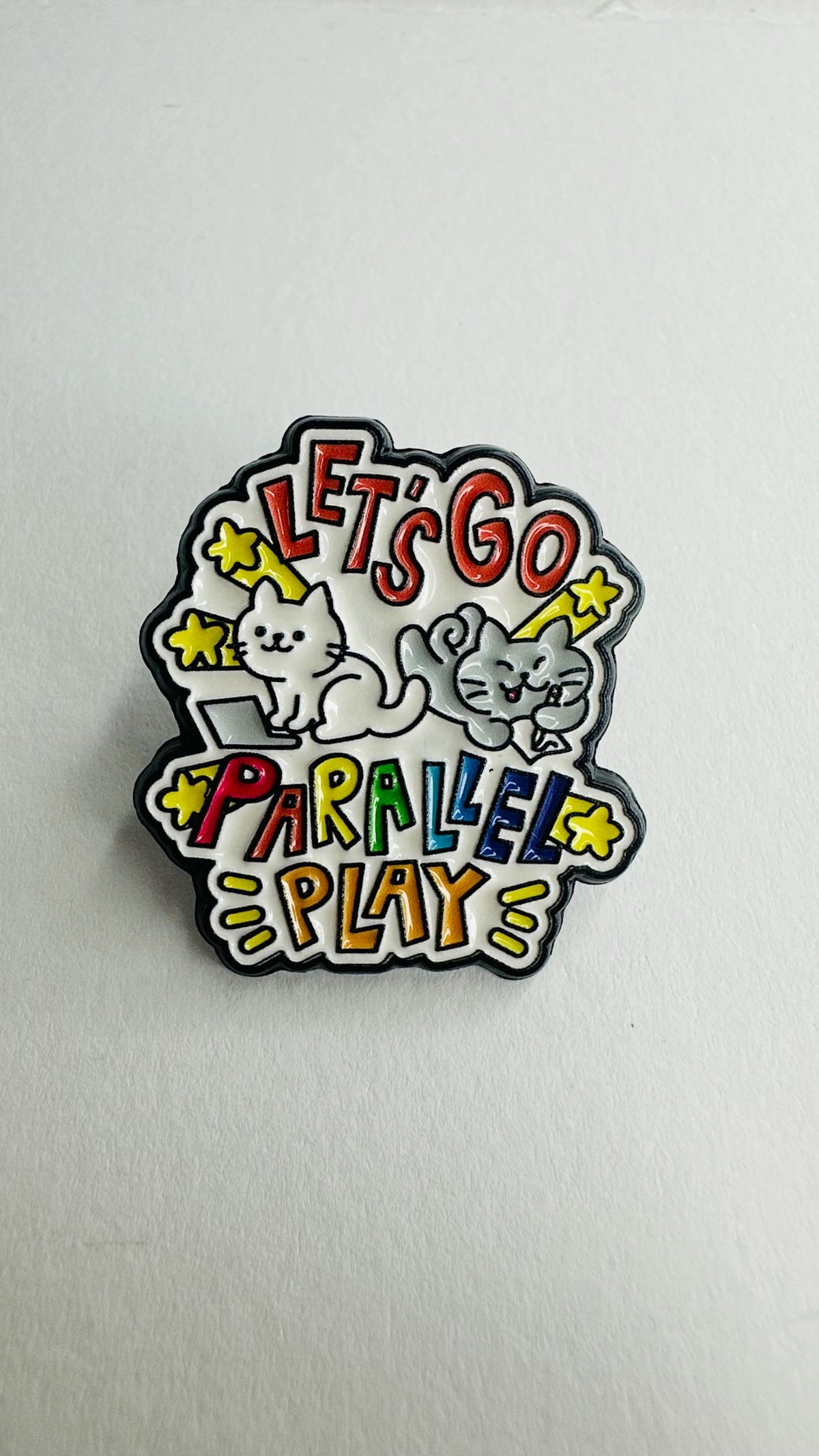 Parallel Play Enamel Pin Cat Badge Neurodiversity Awareness Funny Introvert Gift Autism Inspired Brooch Lapel Pin Jewelry