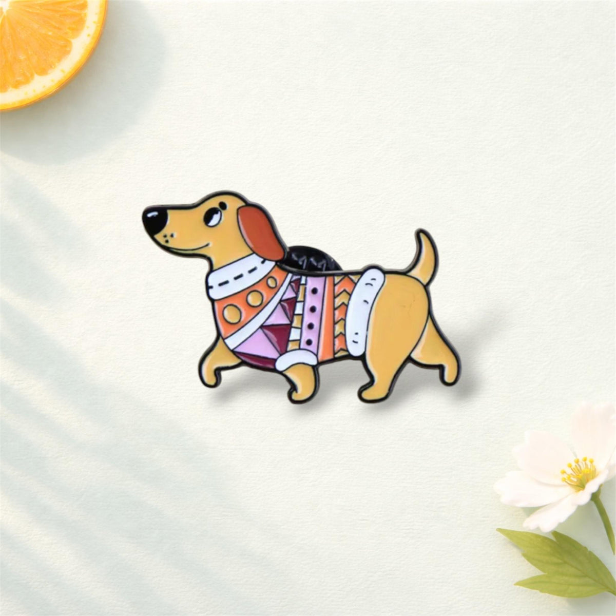Charming Dog - Themed Enamel Badge. Dog - Shaped and Delightful. Ideal for Sprucing up Casual Attire