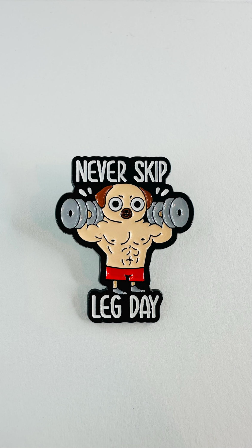 Gym Humor Dog Duck Enamel Pins Never Skip Leg Day Fitness Meme Brooch Workout Lovers Daily Wear Fun Jewelry