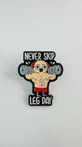 Gym Humor Dog Duck Enamel Pins Never Skip Leg Day Fitness Meme Brooch Workout Lovers Daily Wear Fun Jewelry