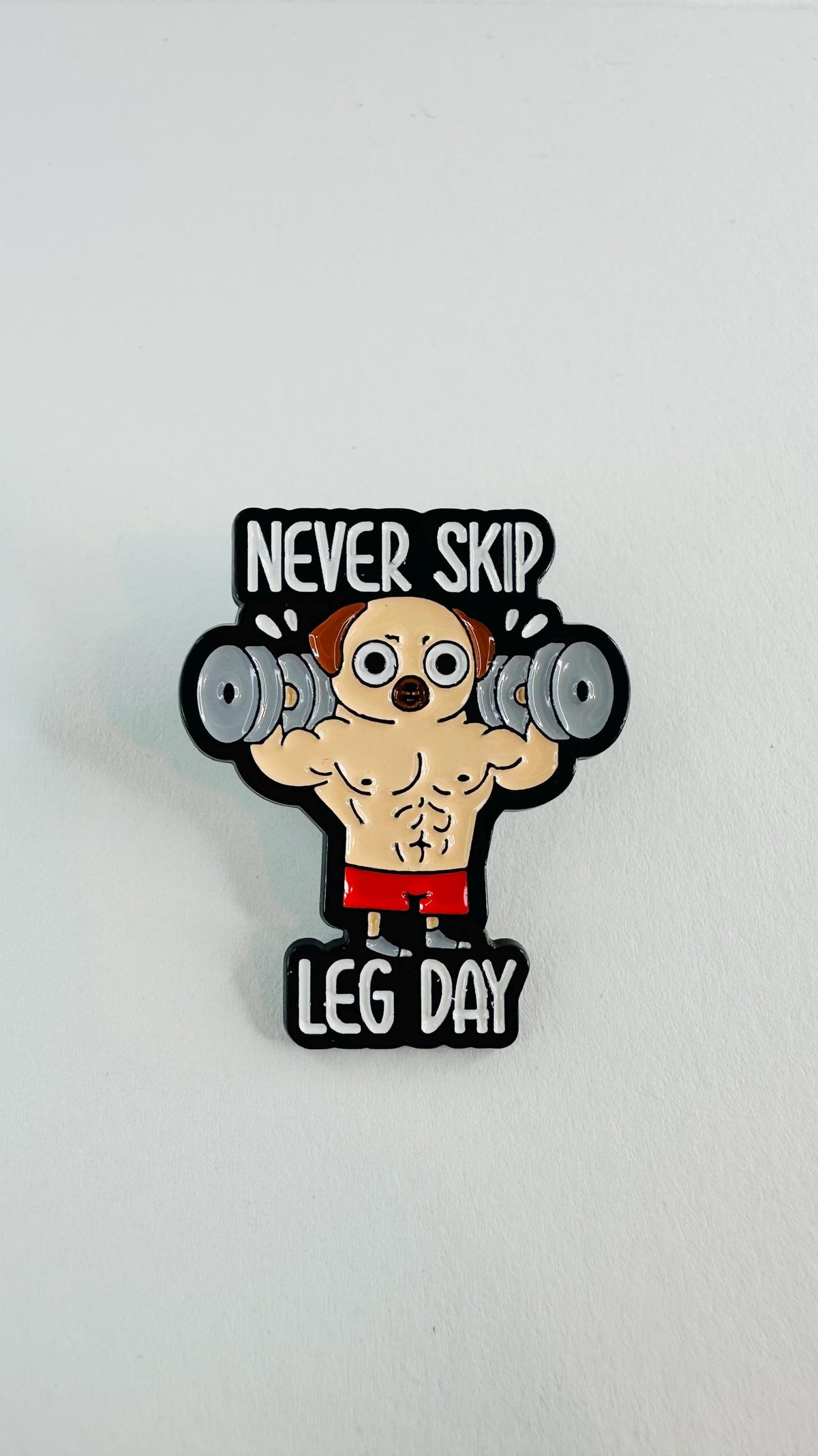 Gym Humor Dog Duck Enamel Pins Never Skip Leg Day Fitness Meme Brooch Workout Lovers Daily Wear Fun Jewelry