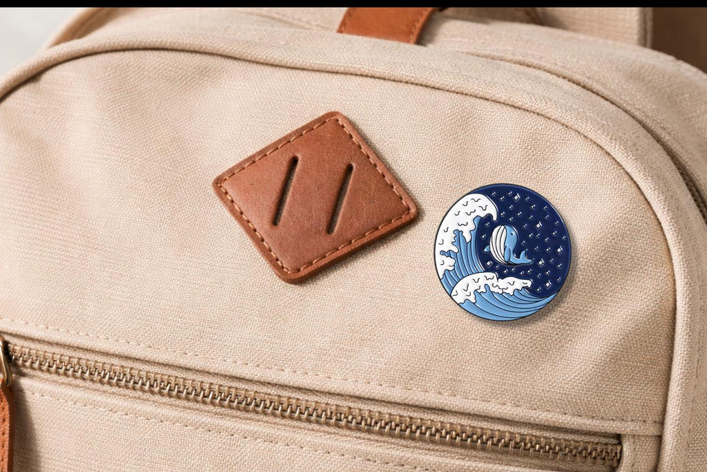 Whale Waves Night Sky Moon Stars Enamel Pin Cute Ocean Animal Brooch Lapel Badge Jewelry Gift