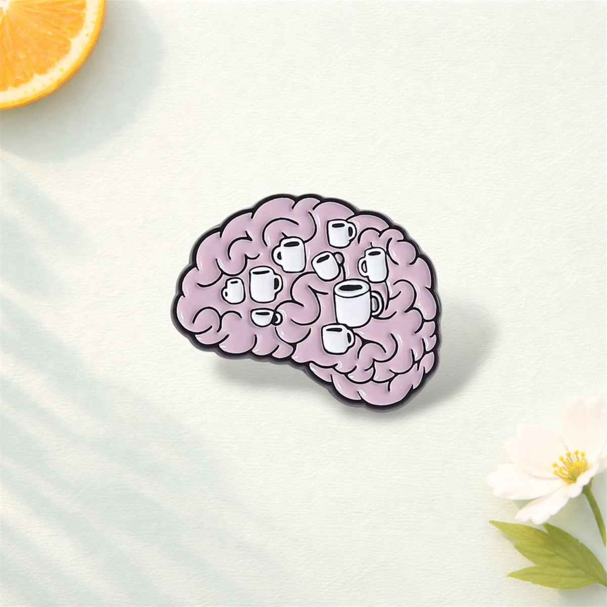 Coffee Is Key to Survival Enamel Pin Cartoon Brain and Cup Brooch Lapel Badge Jewelry Gift for Coffee Lovers