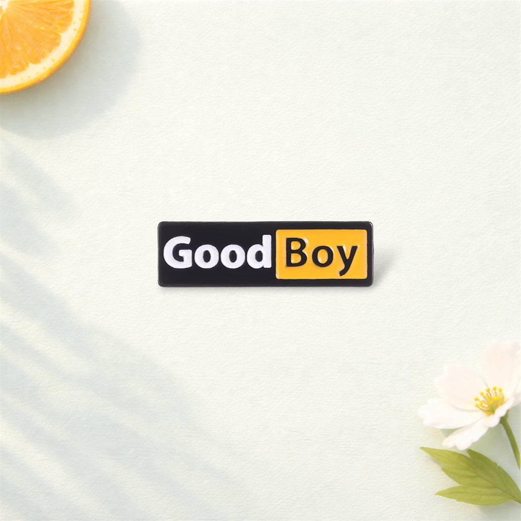 Cute “Good Girl / Good Boy” Enamel Pin – Minimalist Couple Brooch – Backpack Lapel Badge Valentine’s Day Jewelry Gift
