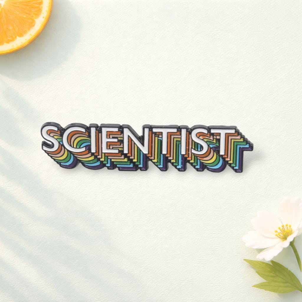 SCIENTIST Cartoon Colorful English Alphabet Lapel Pins, Personalized Preppy Badge, Suitable for Science Lovers