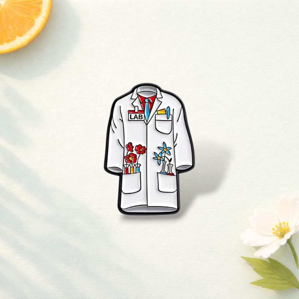 Lab Coat Enamel Pin – Scientific Romance Aesthetic Brooch – Cute Scientist Lapel Badge – Medical Chemistry Gift Jewelry for Students Doctors
