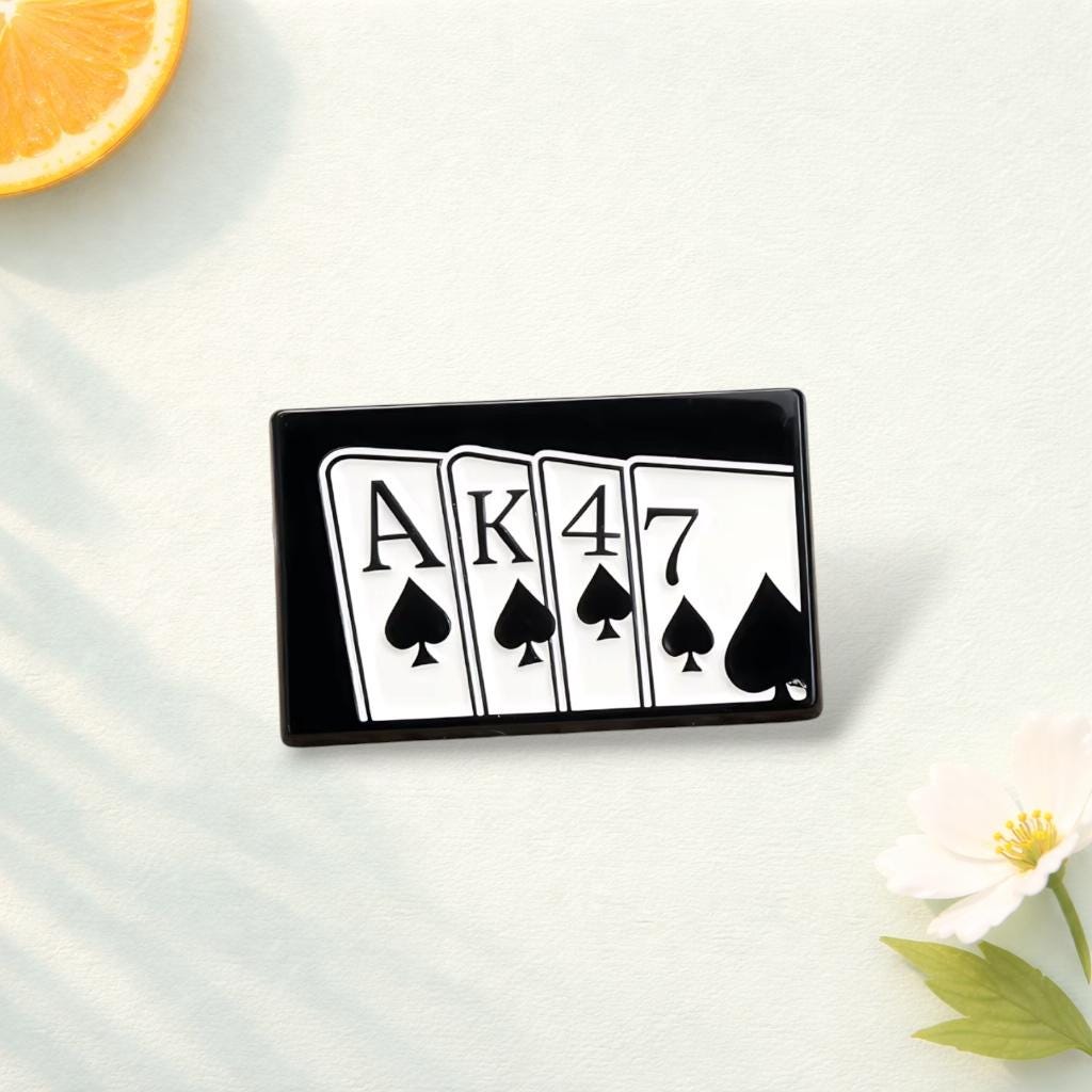 Poker Card Enamel Pin Playing Card Brooch Casino Lapel Pin Black Red White Jacket Shirt Backpack Hat Accessory Gift for Card Lovers