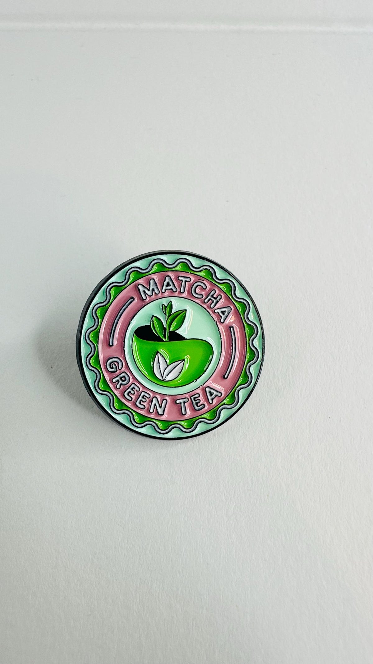 Matcha Girlie Enamel Pin – “I Love You So Matcha” Brooch – Cute Tea Lover Badge