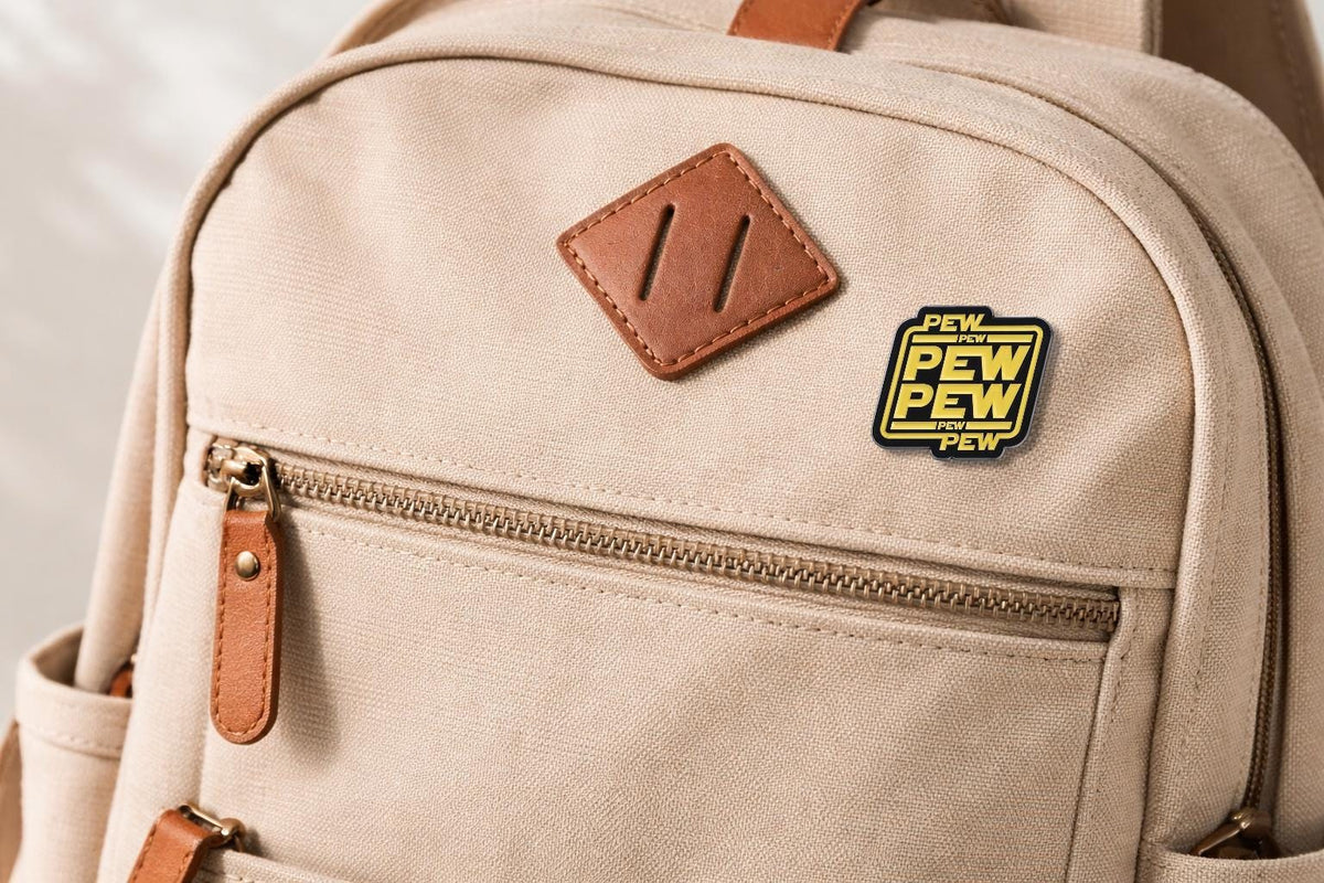 Pew Pew Cartoon Enamel Pin Funny Text Brooch Cute Meme Lapel Badge Fashion Accessories Gift Jewelry