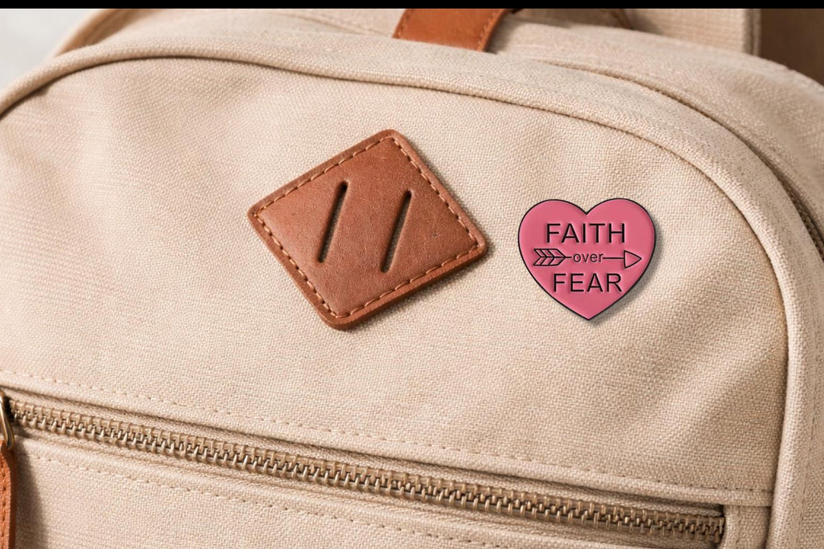 Faith Over Fear Enamel Pin Religious Christian Quote Brooch Lapel Badge Jewelry Gift for Believers
