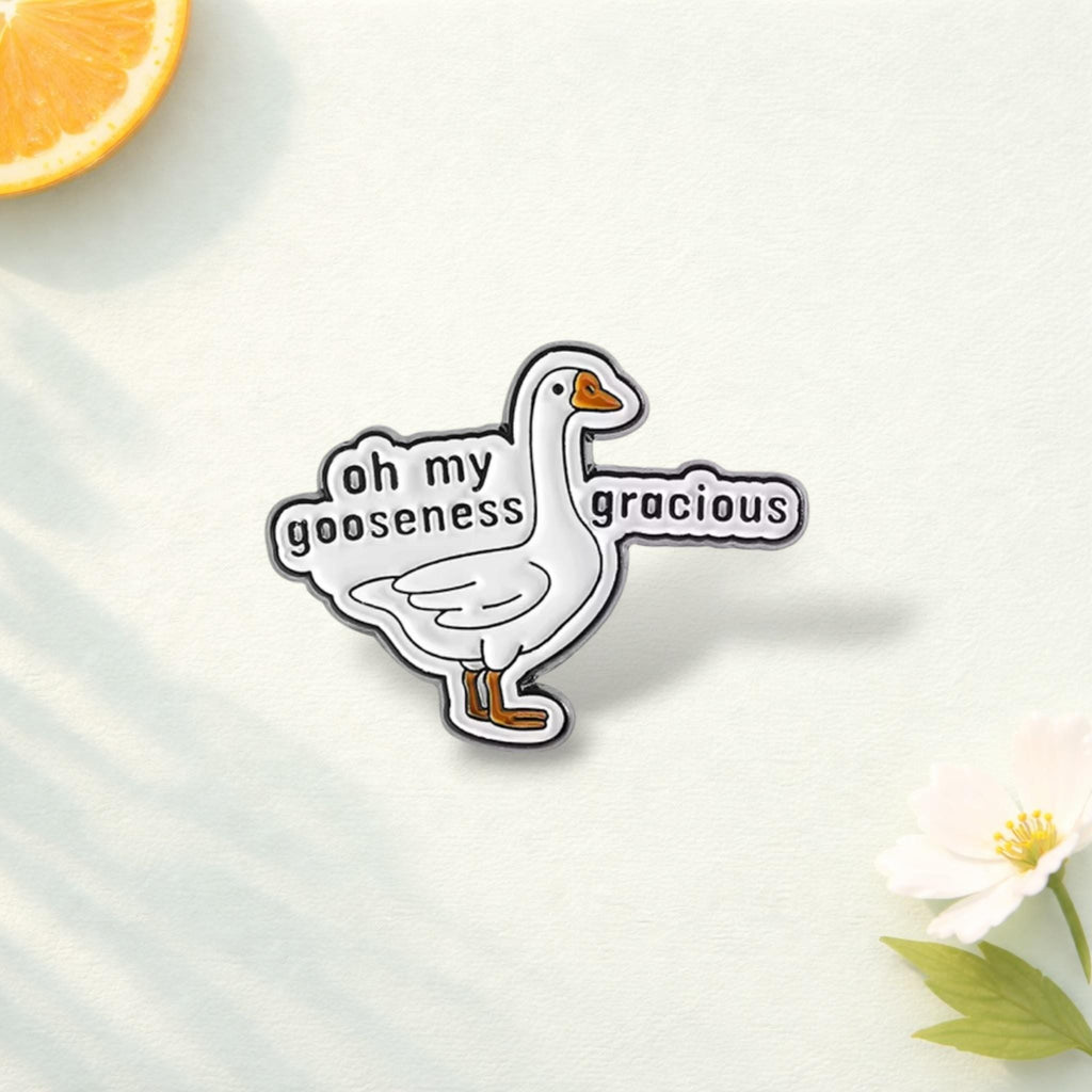 Funny Goose Enamel Pin Oh My Gooseness Brooch Cute Animal Badge Goose Lover Gift Lapel Pin Kawaii Bird Jewelry Gift for Kids