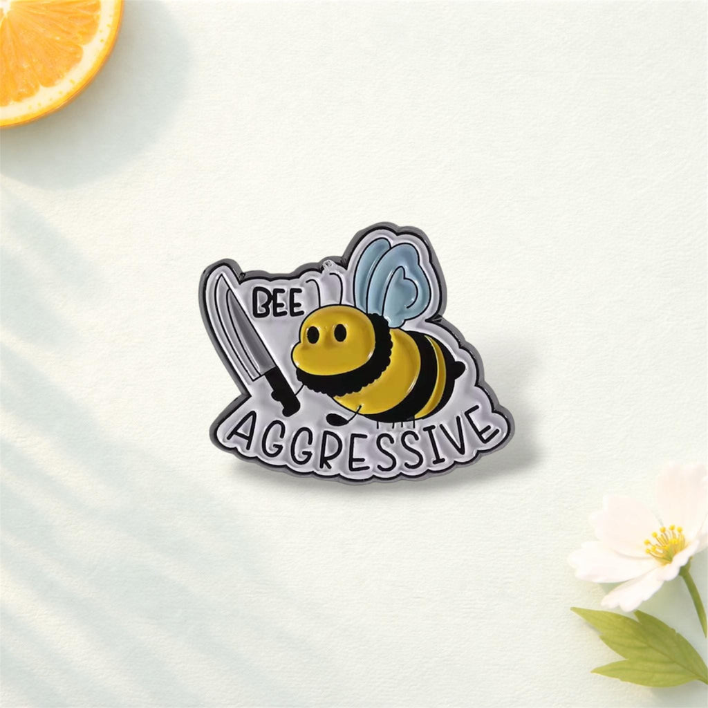 I Enjoy Danger Enamel Pin Cartoon Animal Holding Dagger Brooch Backpack Lapel Badge Jewelry Gift