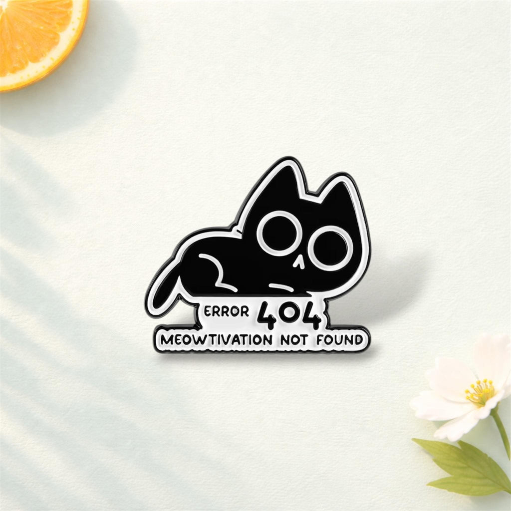 Meowtivation Not Found Enamel Pins Animal 404 Error Cute Cartoon Cat Duck Rabbit Brooch Wholesale