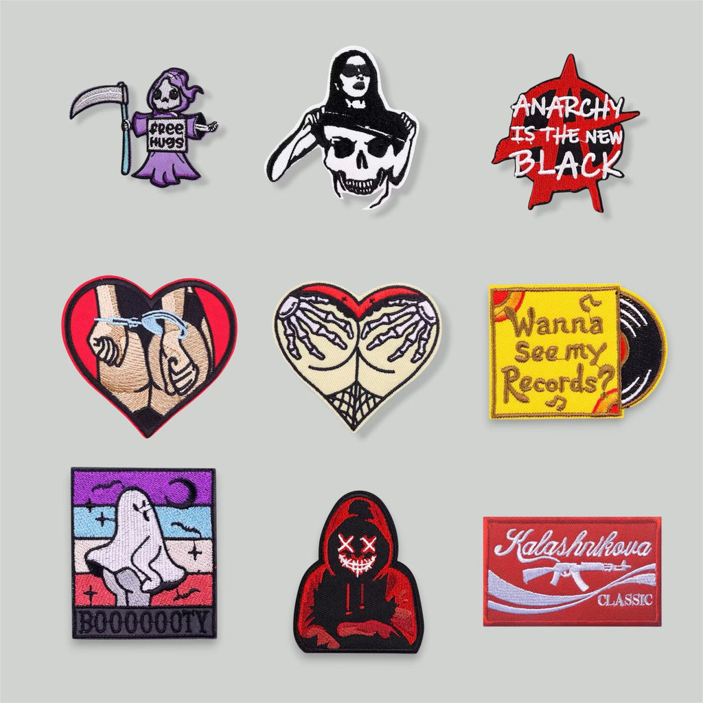 Horror Character Embroidered Patch – Custom Iron-On Gothic Badge for Jackets, Hats & Clothing – Spooky Halloween Style Patch