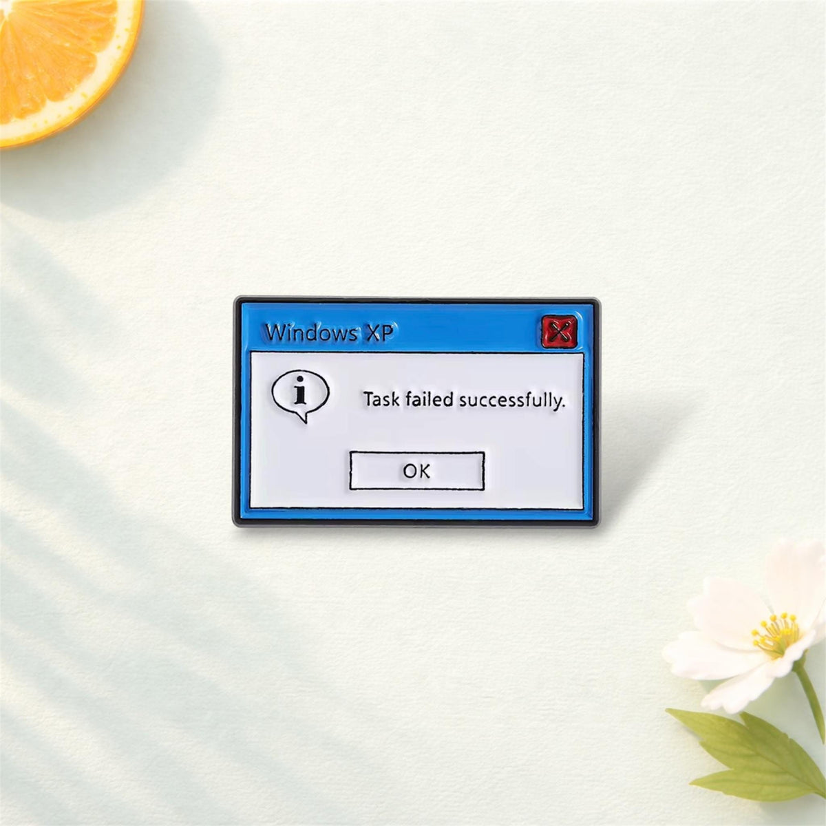 Task Failed Successfully Enamel Pin – Retro Computer Error Message Brooch – Funny Glitch Tech Aesthetic Lapel Badge – Nerd Programmer Gift