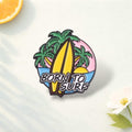 Unique Beach - Inspired Badge. Round Design with Tropical Elements. Perfect for Daily Wear by Those Chasing Waves