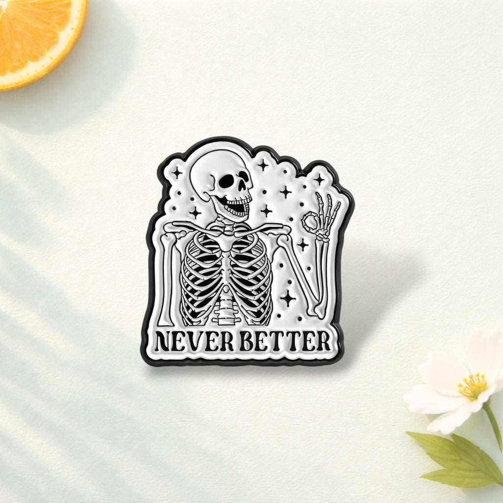 Punk Skeleton Learning Enamel Pin Quiet Moment Skull Gesture Brooch Funny Cartoon Skull Badge Gothic Lapel Pin Jewelry Gift