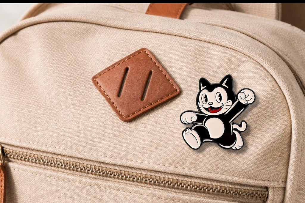 American Animated Role Black cat Enamel Pins Cartoon Happy Running cat Brooch Lapel Badge Jewelry