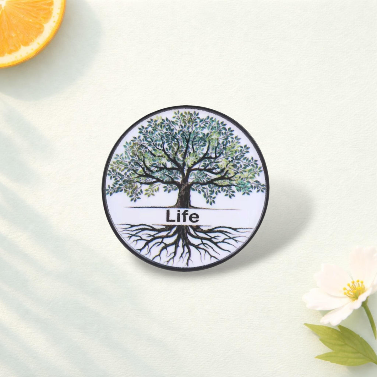 Tree of Life Enamel Pin Nature Inspired Word Brooch Custom Design Black Nickel Badge Botanical Jewelry Backpack Decor Gift
