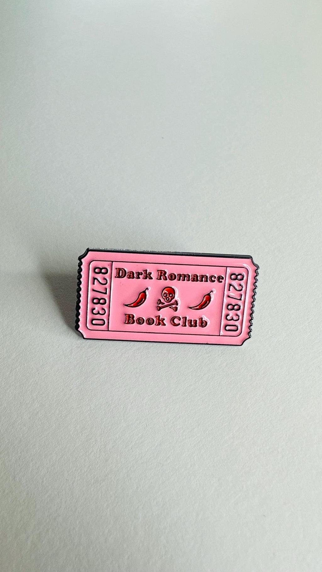Dark Romance Book Club Enamel Pin – Gothic Literary Skull & Rose Brooch – Lapel Badge Jewelry