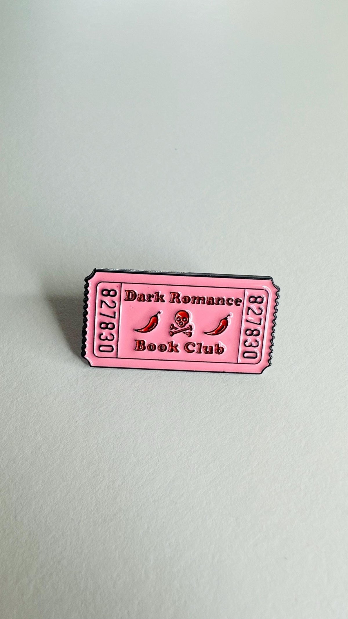 Dark Romance Book Club Enamel Pin – Gothic Literary Skull & Rose Brooch – Lapel Badge Jewelry