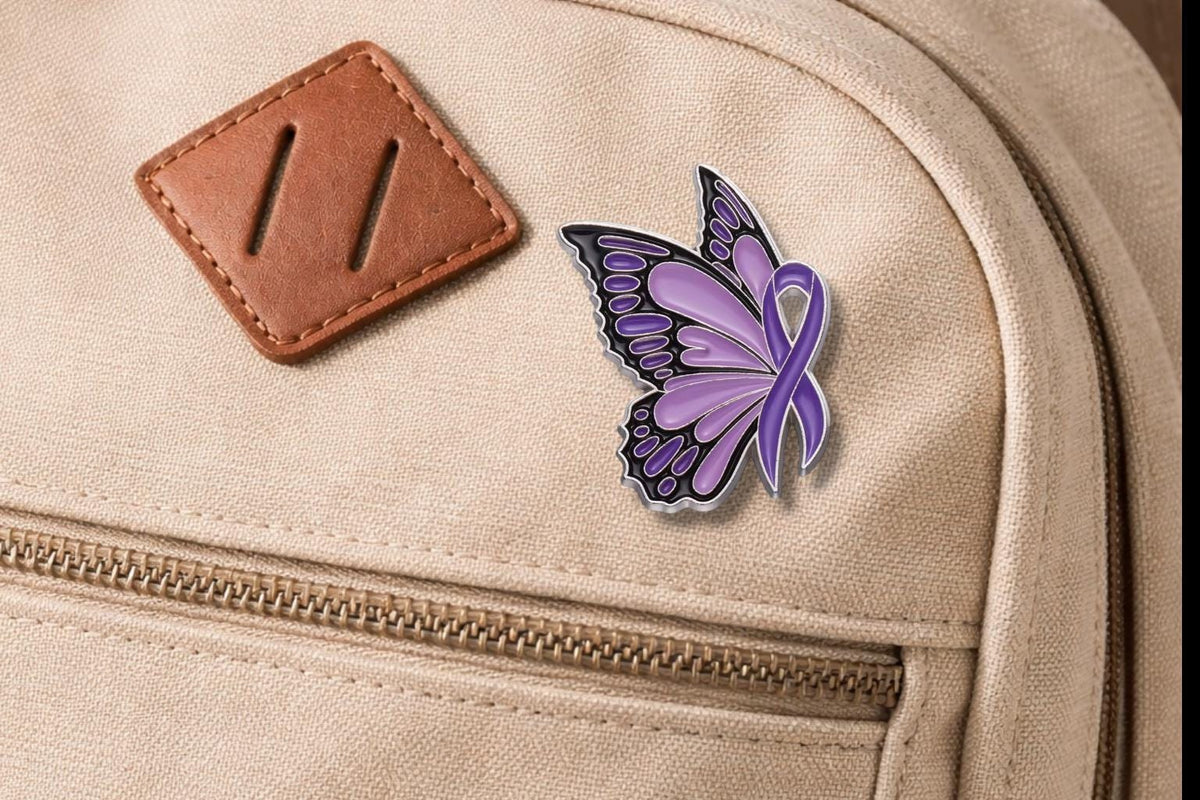 Ribbon Butterfly Enamel Pin Love Strength Faith Hope Brooch Awareness Pin Motivational Jewelry Gift Backpack Badge