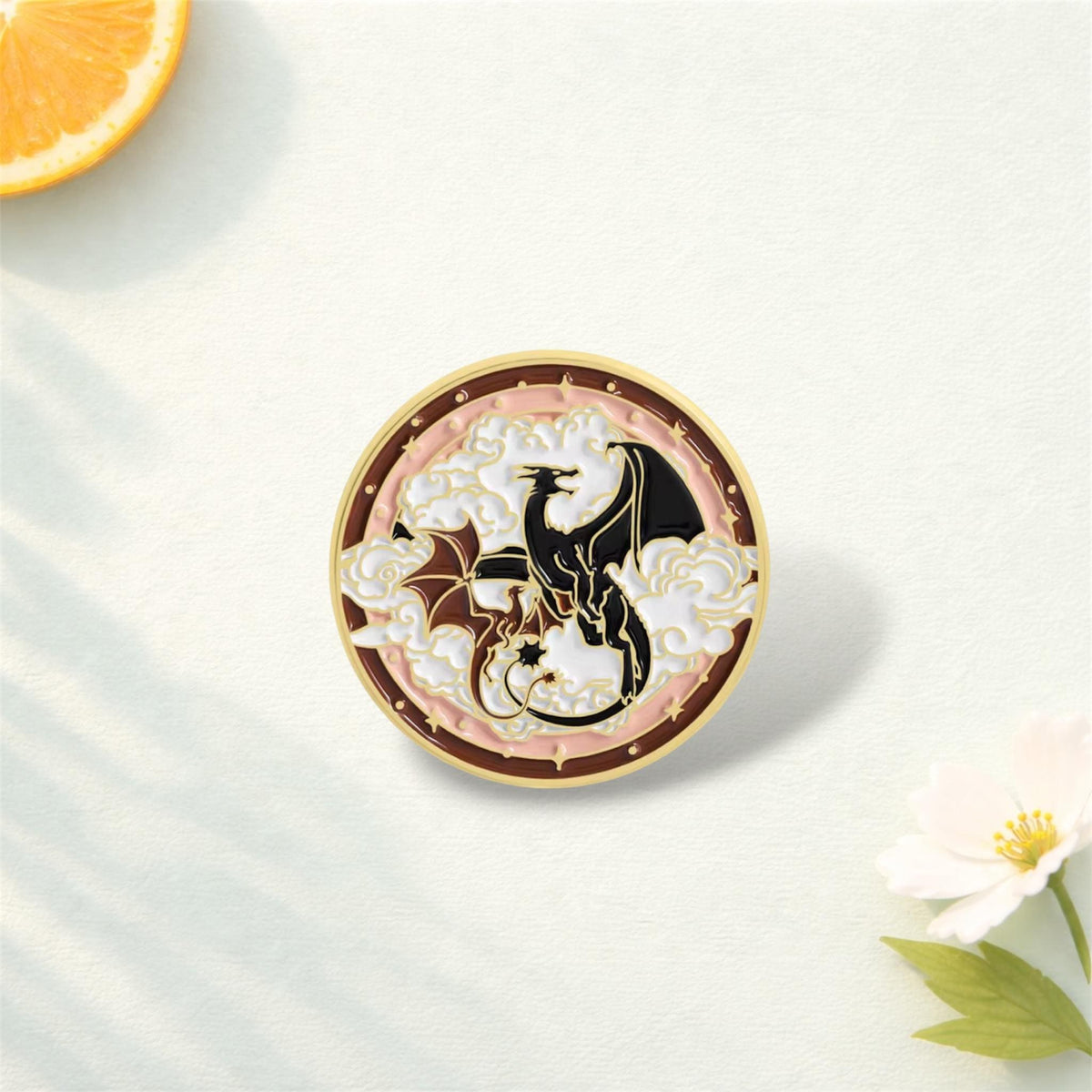 Black Dragon Enamel Pin – Fantasy Magic Book Dragon Brooch – Mysterious Bookish Lapel Badge – Dark Academia Jewelry Gift for Readers