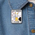 Cat Moms Club Enamel Pins Cute Multiple Cat Paws Cartoon Design Lapel Brooch