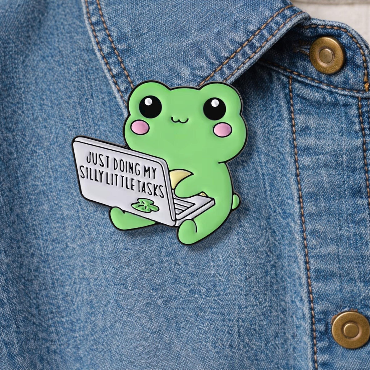 Work Work Work and Die Enamel Pins Froggy Doing Silly Tasks Funny Badge Lapel Brooch Coffee cat Jewelry