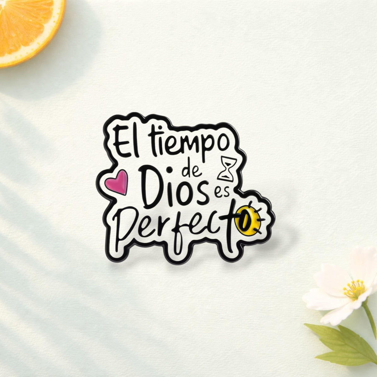 El Tiempo De Dios Es Perfecto Enamel Pin Spanish Christian Quote Bible Verse Brooch Faith Gift Religious Lapel Badge Jewelry