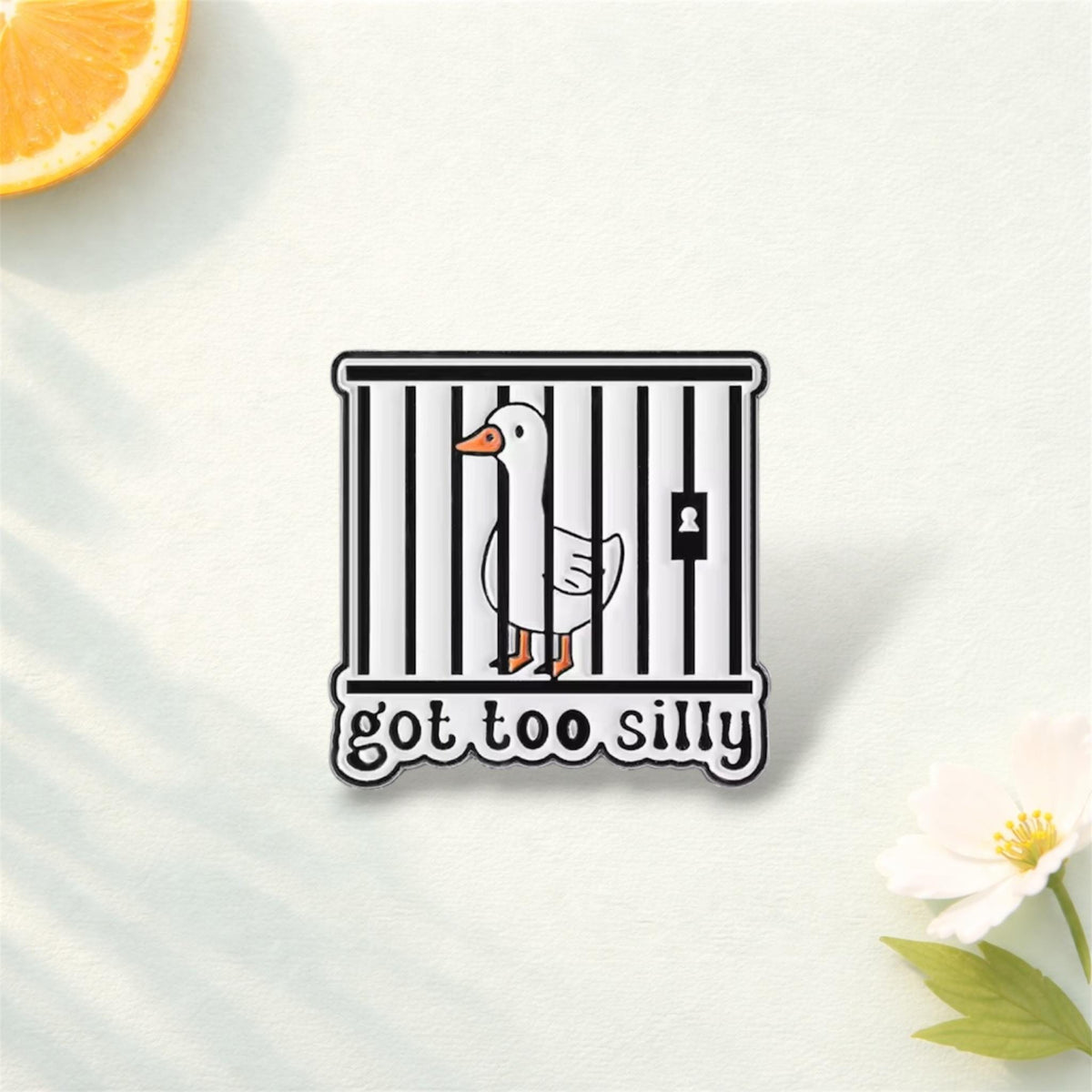 Silly Goose Enamel Pin – Funny Cartoon Animal Brooch – Cute Goose Lapel Badge – Quirky Backpack Accessory Jewelry Gift