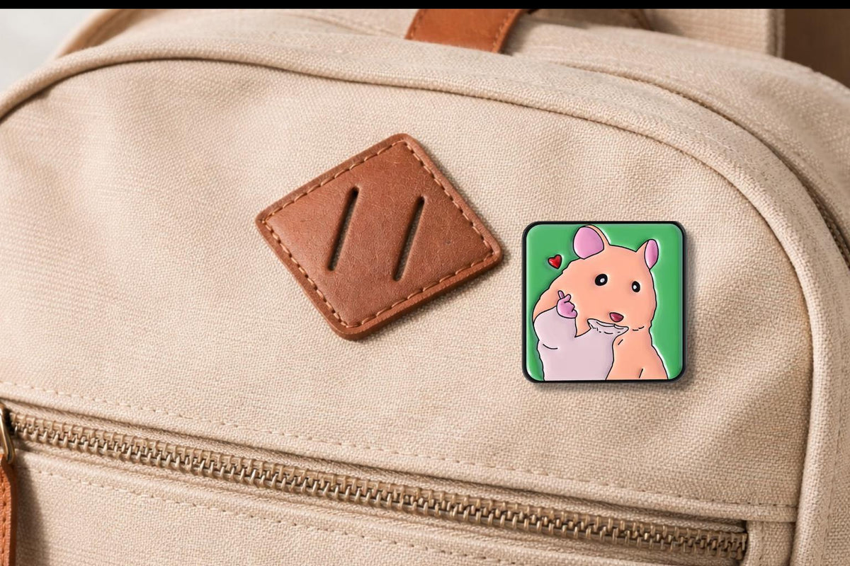 Selfie Peace Hamster Enamel Pin Funny Cartoon Mouse Animal Brooch Lapel Badge Jewelry Gift for Friends