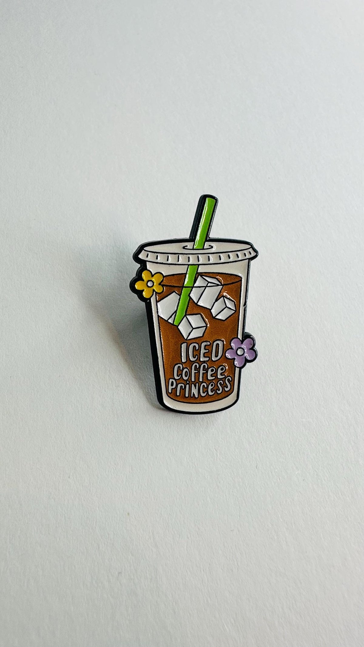 Iced Coffee Lover Enamel Pin Cute Ice Coffee Addict Princess Beverage Brooch Coffee Aesthetic Lapel Badge Jewelry Gift
