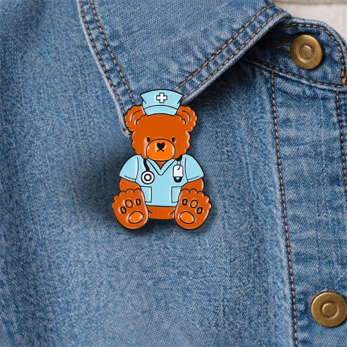 Doctor Nurse Teddy Bear Enamel Pins Medical Uniform Stethoscope Syringe Animal Lapel Brooch