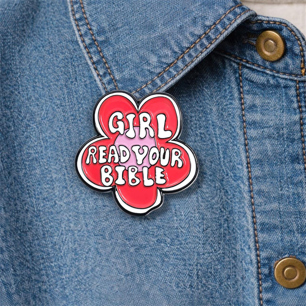 Enamel Girl Read Your Bible Pin Feminism Faith Brooch Lapel Badge Backpack Clothes Accessories