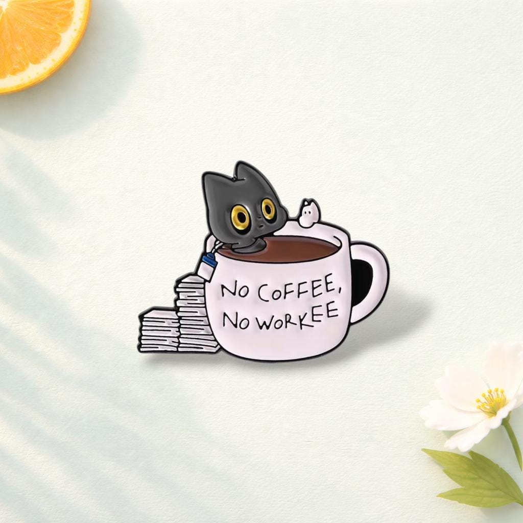 Work Work Work and Die Enamel Pins Froggy Doing Silly Tasks Funny Badge Lapel Brooch Coffee cat Jewelry