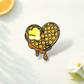 Heart Waffle Enamel Pin, Cute Food Zinc Alloy Brooch with Butter & Syrup