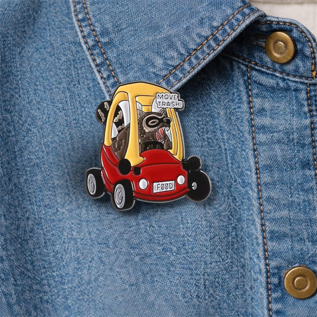 Goose With Car Funny Enamel Pins Honking Bird Brooches Lapel Badge Animal Jewelry Gift