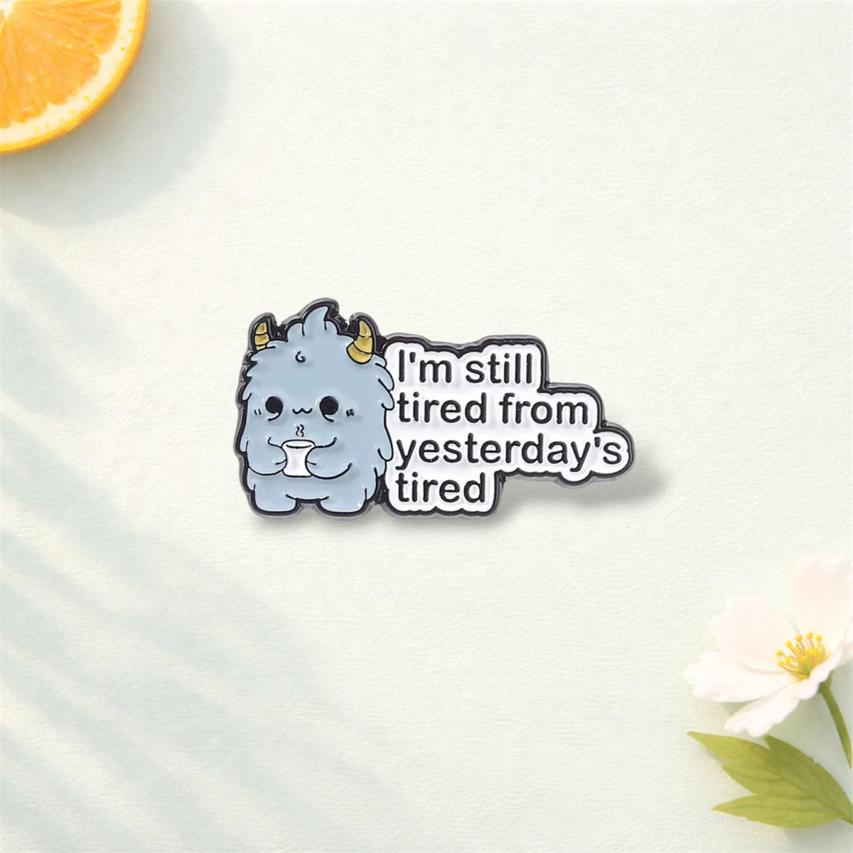 Cute Blue Monster Enamel Pin – Funny Cartoon Coffee & Music Brooch – Lapel Badge Fashion Jewelry Gift