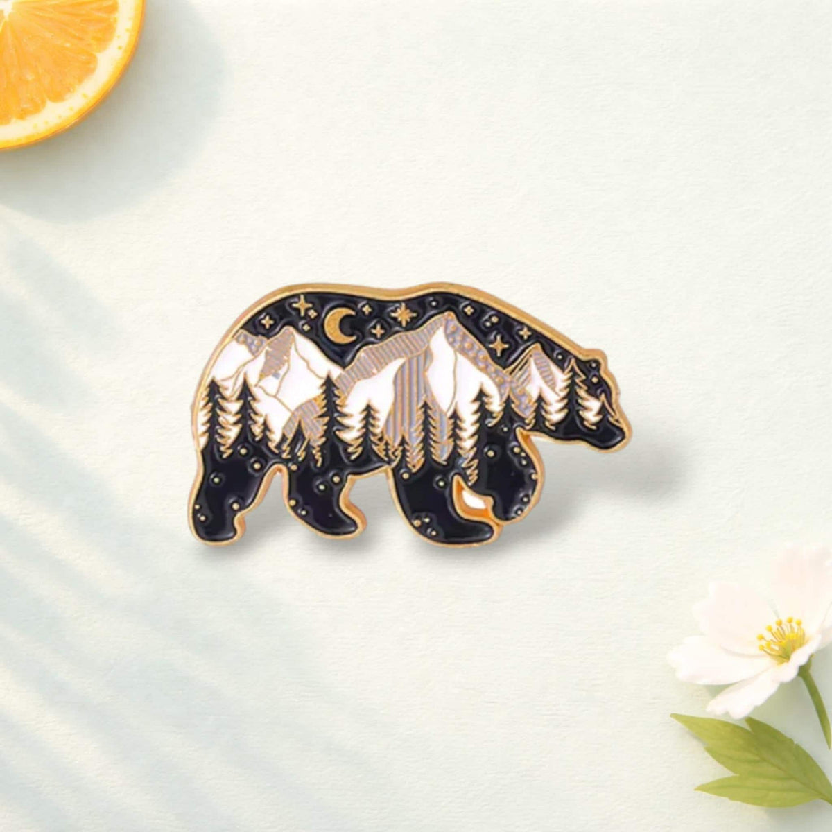 Moon Bear Enamel Pin Mama Bear Papa Bear Lapel Pin Custom Alaska Glacier Souvenir Animal Brooch Family Gift Wildlife Jewelry