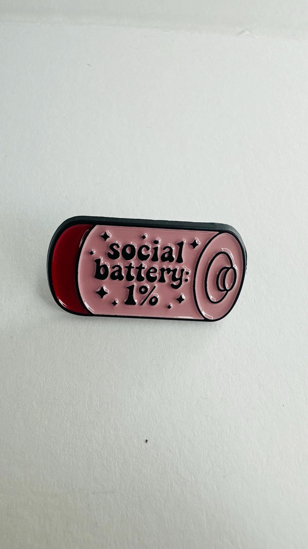 Social Battery Enamel Pin Pink 1 Percent Badge Introvert Gift Anxiety Awareness Funny Quote Lapel Pin Mental Health Jewelry